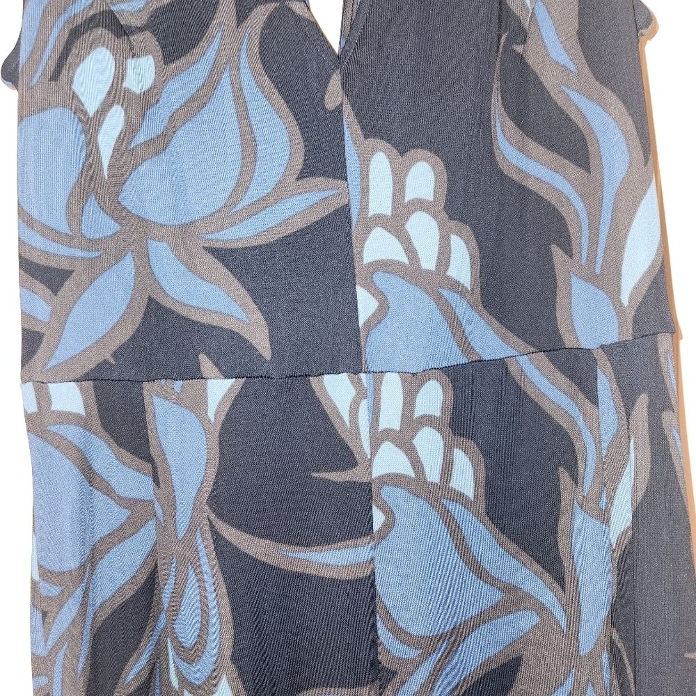 H&M Blue Floral Jumpsuit Size L Jersey Knit Sleeveless Low Back Keyhole Closure - Picture 5 of 16